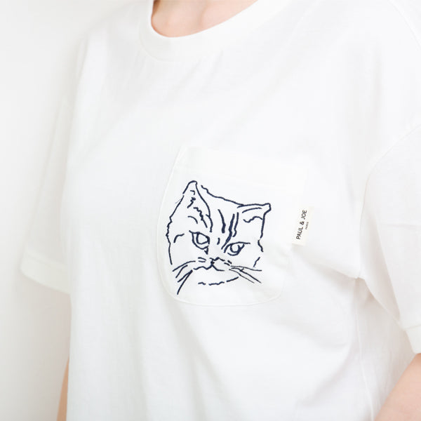 ネコ刺繍 Tシャツ （アイボリー）