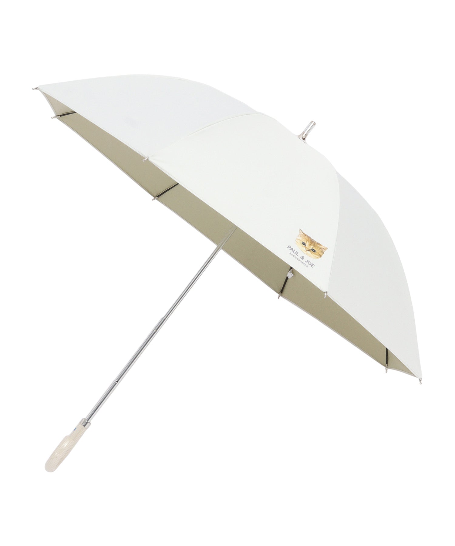 日傘（晴雨兼用） 長傘 ワンポイントヌネット ホワイト – ポール