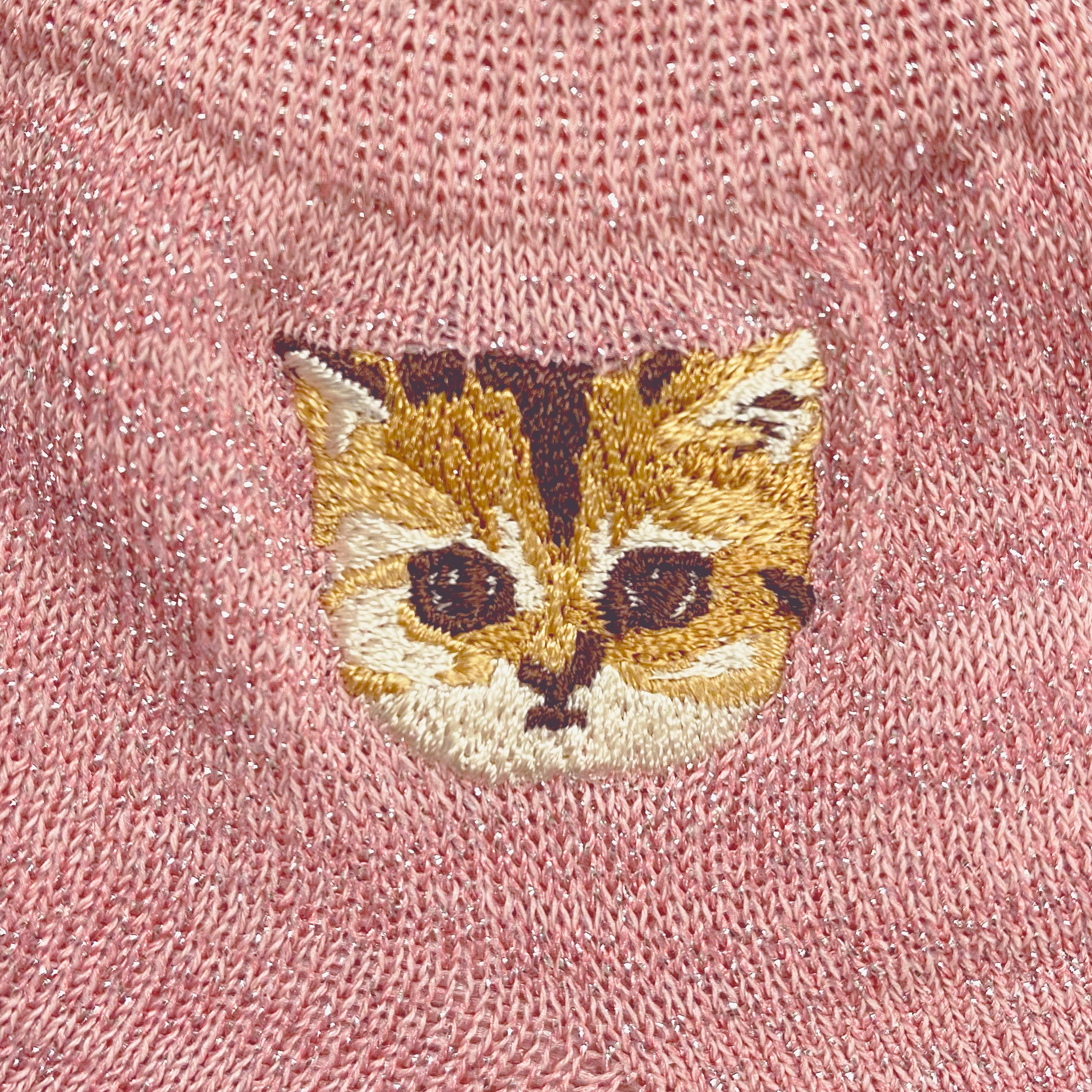 総ラメヌネット刺繍　ショート丈ソックス（ピンク）