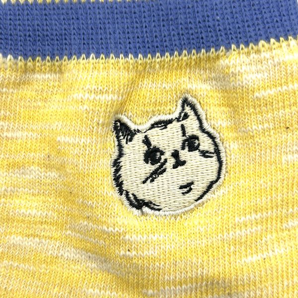 【メンズ】ワンポイント猫刺繍(イエロー)