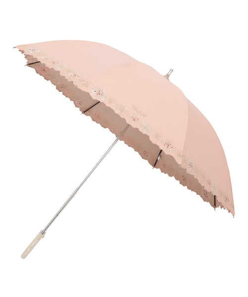 日傘（晴雨兼用） 長傘 クリザンテーム刺繍 ピーチ – ポール
